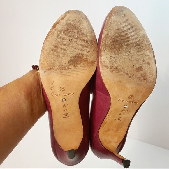 Corso Como Burgundy Leather Heels sz 8.5 - Picture 7 of 9